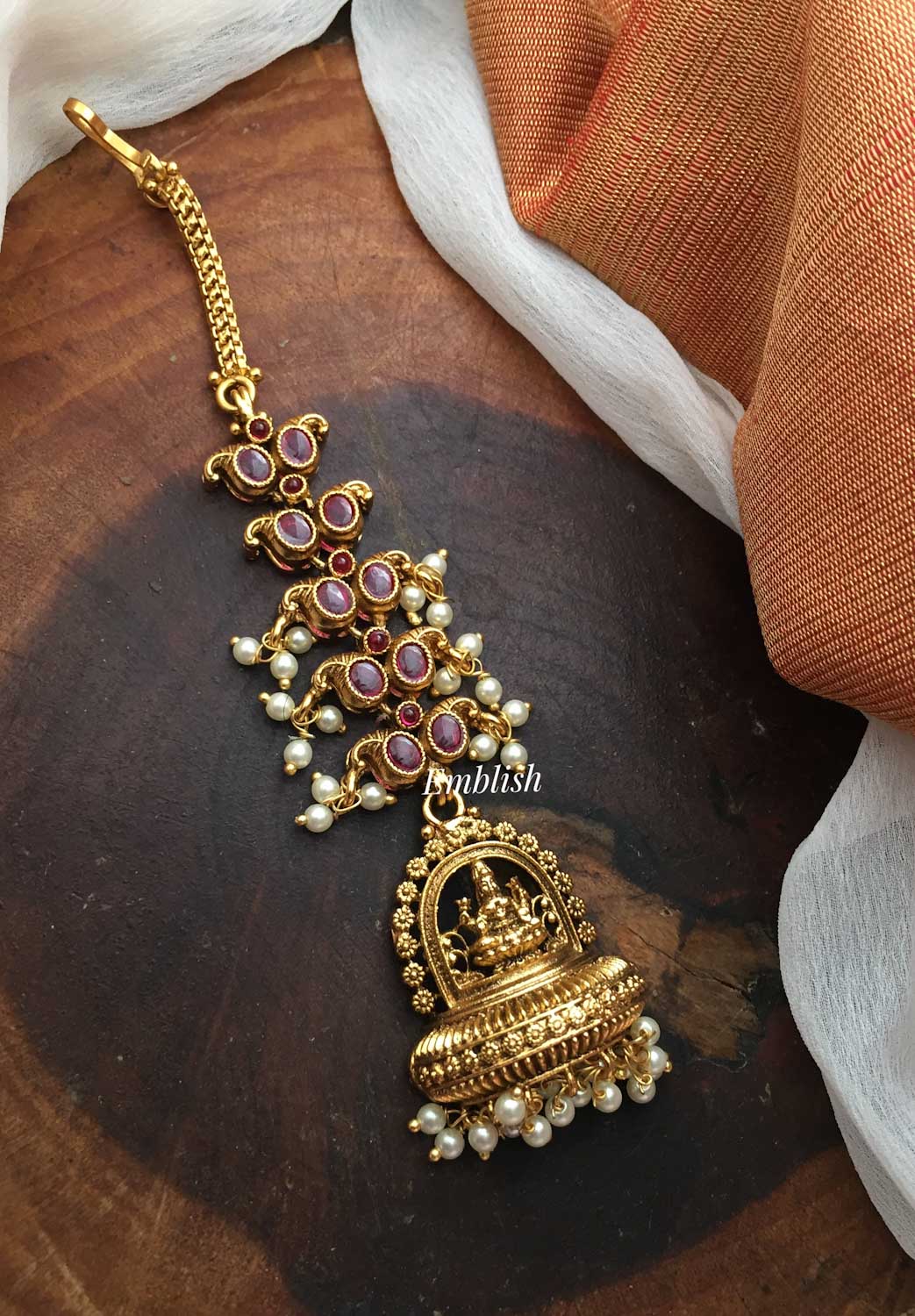 Antique Lakshmi Gold a like double Beads Tikka